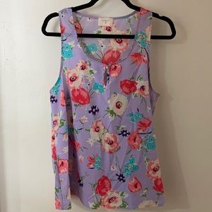Purple floral racer back tank
